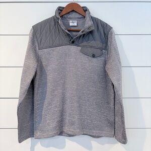 GOAT USA Quilted Snap Pullover Small Gray Preppy Athleisure Everyday
